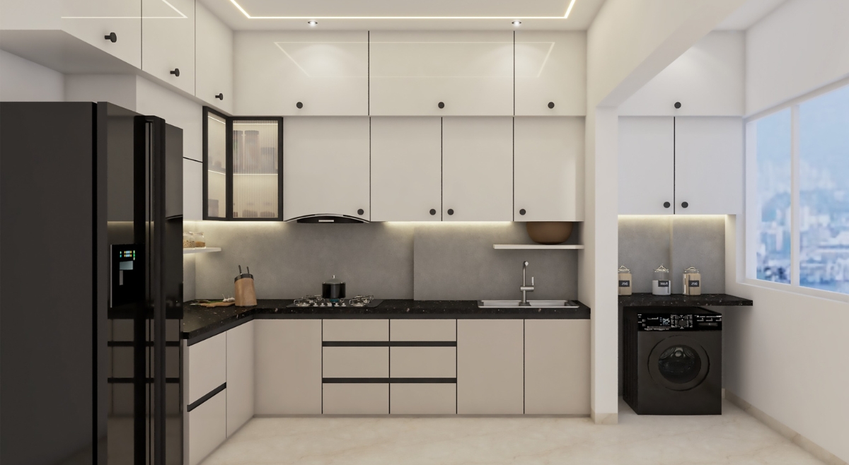 Modern modular kitchen interior design completed in Pune.
