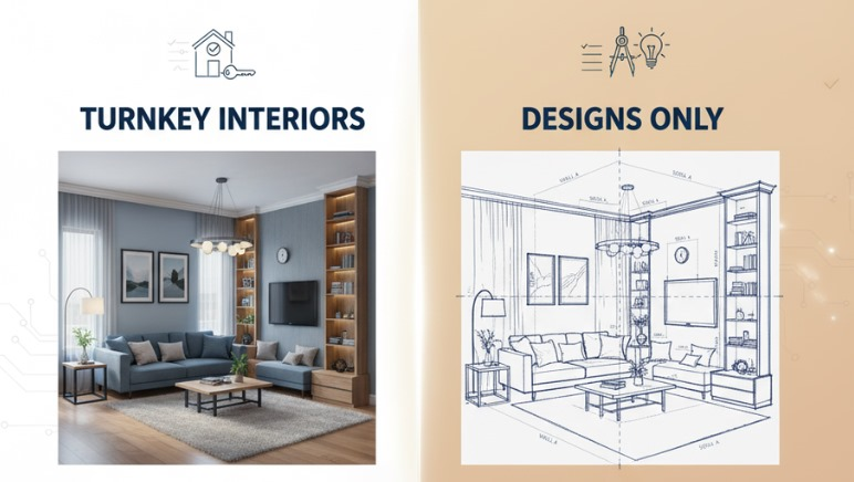 Comparison of turnkey design-only and design-supervision interior services in Pune